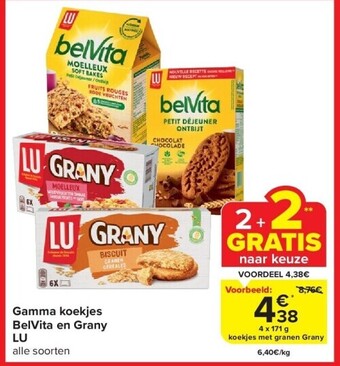 Carrefour Gamma koekjes belvita en grany lu aanbieding