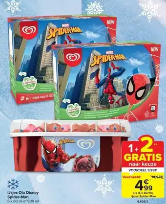 Carrefour Ijsjes ola disney spider-man aanbieding