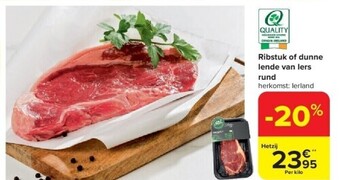 Carrefour Ribstuk of dunne lende van iers rund aanbieding