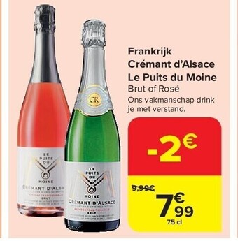 Carrefour Frankrijk crémant d’alsace le puits du moine aanbieding