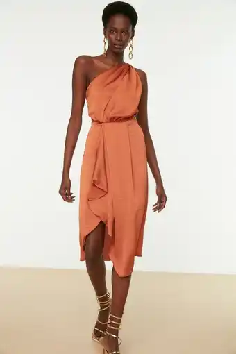 Bol.com Trendyol vrouwen een schouder asymmetrische kraag omslag jurk aanbieding