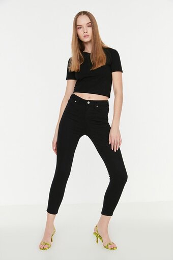 Bol.com Trendyol vrouwen hoge taille mager jeans aanbieding