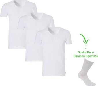 Bamboo t-shirt - v-hals - super zacht - antibacterieel - perfect draagcomfort - 95% bamboo - 3 stuks - 1 paar bamboo sokken c