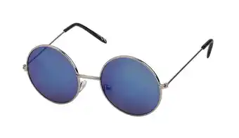 Bol.com Joboly ronde zonnebril - zilverkleurig frame - blauwe lenskleur - dames en heren aanbieding