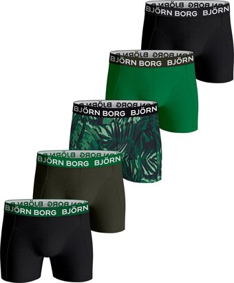 Bol.com Björn borg boxershort cotton stretch- onderbroeken - boxer - 5 stuks - heren - maat m - groen/zwart aanbieding