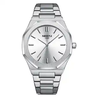 Bol.com Nibosi horloges voor mannen -2022 design - horloge mannen - luxe zilver zilver design - heren horloge - zwart edelstaal - roe aanbieding
