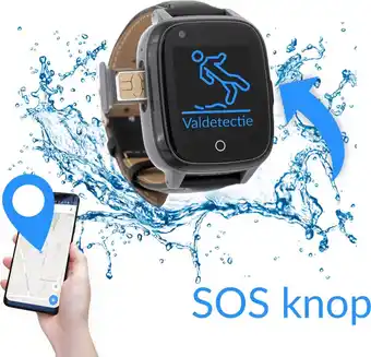 Bol.com Kuus. s2 senioren alarm horloge ouderen met valdetectie - personenalarmering met sos knop alarmknop - gps - valdetectie en ha aanbieding