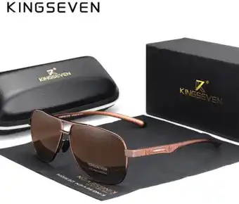 Bol.com Kingseven piloten zonnebril - heren - uv400 - gepolariseerd - bruin/bruin aanbieding