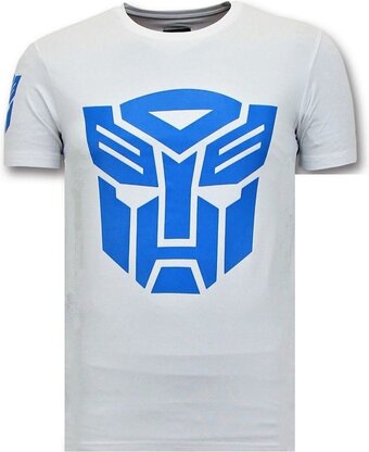 Coole t-shirt mannen - transformers robots print - wit