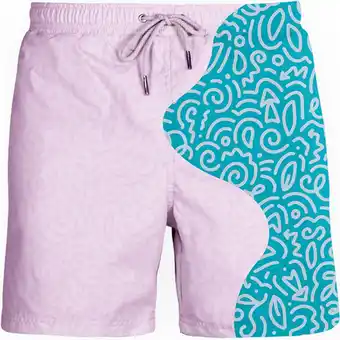Sea'sons - zwembroek heren - kleurveranderend - doodle - blauw-roze - maat m (seasons - kleur veranderend)