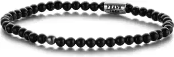 Frank 1967 courageous beads 7fb 0315 natuurstenen armband met staal element - agaat 4 mm - lengte 20 cm - zwart