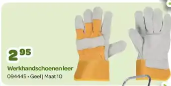 Happyland Werkhandschoenen leer 094445. Geel | Maat 10 aanbieding