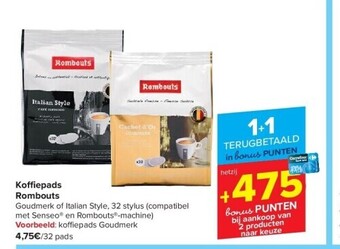 Carrefour Koffiepads rombouts aanbieding