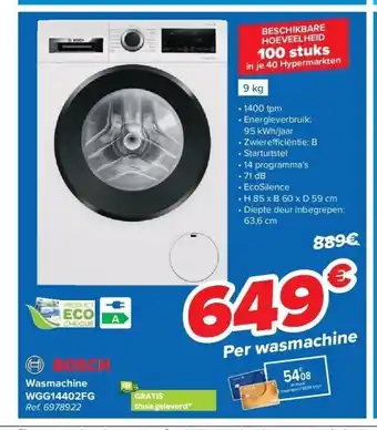 Carrefour Wasmachine WGG14402FG aanbieding