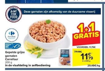 Carrefour Gepelde grijze garnalen Carrefour 200 g aanbieding