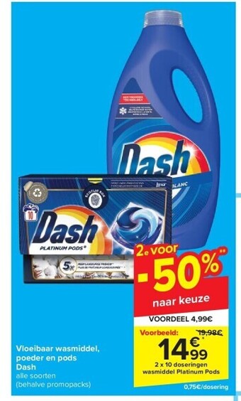 Carrefour Vloeibaar wasmiddel, poeder en pods dash aanbieding