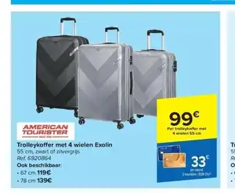 Carrefour Trolleykoff er met 4 wielen exolin aanbieding