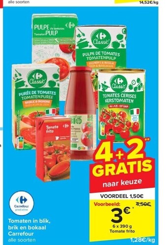 Carrefour Tomaten in blik, brik en bokaal aanbieding