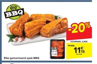 Carrefour Ribs gemarineerd spek BBQ aanbieding