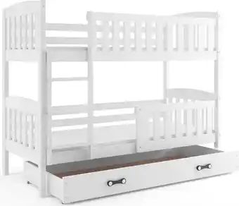 Houten stapelbed wit 90x200 cm – stapelbed met opberglade – stapelbedden en lattenbodem tüv getest