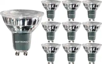 Bol.com Hoftronic - voordeelpack 10x gu10 led spots 5 watt 400 lumen - 6000k daglicht wit - vervangt 50 watt - gemaakt van glas - dim aanbieding