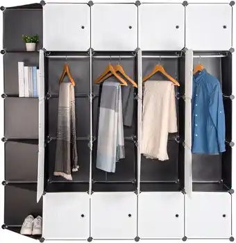 Happyment® kledingkast - opvouwbare stoffen kledingkast - slaapkamer - garderobekast organizer - kledingrek - 185x35x185cm