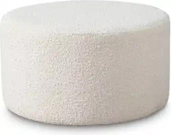 Mebel6 - poef rose - bouclé teddy stof - schapenvacht - gebroken wit