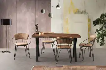 Bol.com Set van 2 eetkamerstoelen - zwart metalen frame - cognac stoel - velvet stof- fluweel stof - eetkamerstoel met gebogen rugleu aanbieding