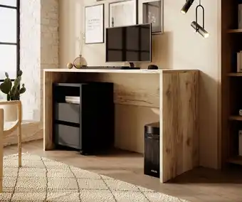 Bol.com Bureau apoda - eiken - zwart - 130 cm - actie aanbieding