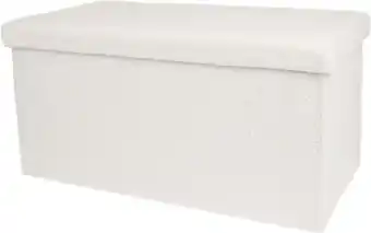 Teddy - opbergpoef - vouwbaar - wit - 76 cm breed - 38cm hoog - bankje - organizer