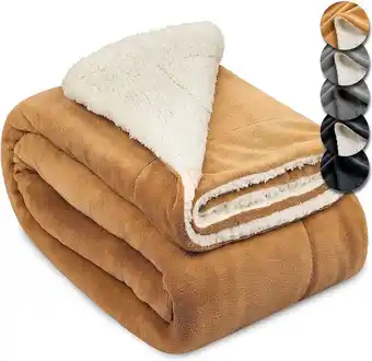 Beautissu alina - sherpa deken plaid 220x240cm dik winter fleece deken xxl natuur & wit - super zacht & warm fleece plaid me