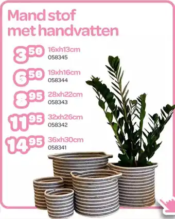 Happyland Mand stof met handvatten 16 x h 13 cm aanbieding