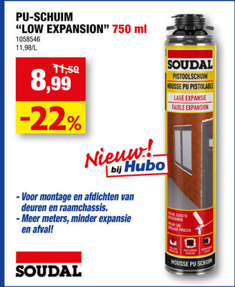 Hubo PU-SCHUIM "LOW EXPANSION" 750 ml aanbieding