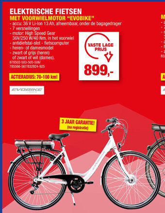 Hubo ELEKTRISCHE FIETSEN MET VOORWIELMOTOR "EVOBIKE" aanbieding