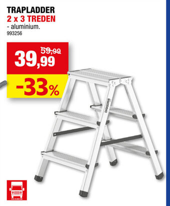 Hubo TRAPLADDER 2 x 3 TREDEN aluminium. aanbieding