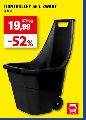 Hubo TUINTROLLEY 55 L ZWART aanbieding