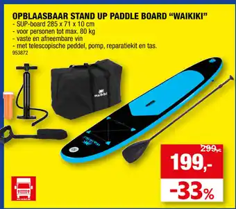 Hubo OPBLAASBAAR STAND UP PADDLE BOARD "WAIKIKI" aanbieding