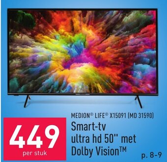 ALDI Smart-tv Ultra HD 50'" met Dolby Vision aanbieding