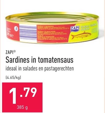 ALDI Sardines in tomatensaus 385g aanbieding