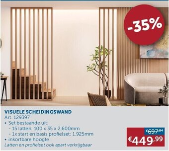 VISUELE SCHEIDINGSWAND • Set bestaande uit: • inkortbare hoogte