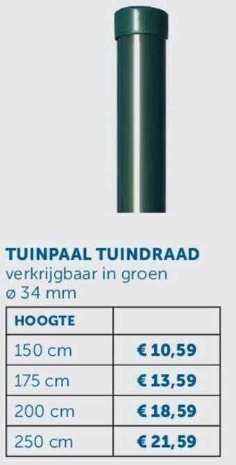 Zelfbouwmarkt TUINPAAL TUINDRAAD verkrijgbaar in groen Ø 34 mm 150 cm aanbieding