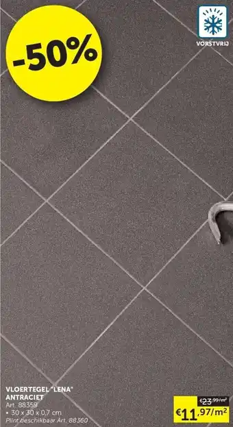 Zelfbouwmarkt VLOERTEGEL "LENA" ANTRACIET 30 x 30 x 0,7 cm aanbieding