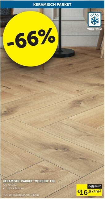 Zelfbouwmarkt KERAMISCH PARKET "MORENO" EIK 18,5 x 60 cm aanbieding