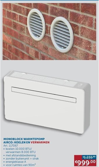 Zelfbouwmarkt MONOBLOCK WARMTEPOMP AIRCO: KOELEN EN VERWARMEN • koelen 10.000 BTU/ verwarmen 8.000 BTU aanbieding