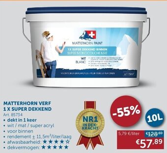 Zelfbouwmarkt MATTERHORN VERF 1 X SUPER DEKKEND aanbieding