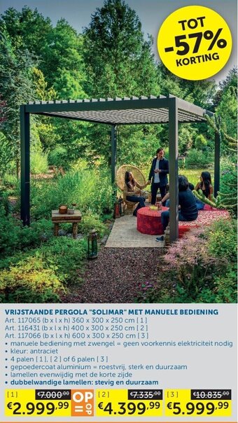 Zelfbouwmarkt VRIJSTAANDE PERGOLA "SOLIMAR" MET MANUELE BEDIENING (b x l x h) 360 x 300 x 250 cm aanbieding