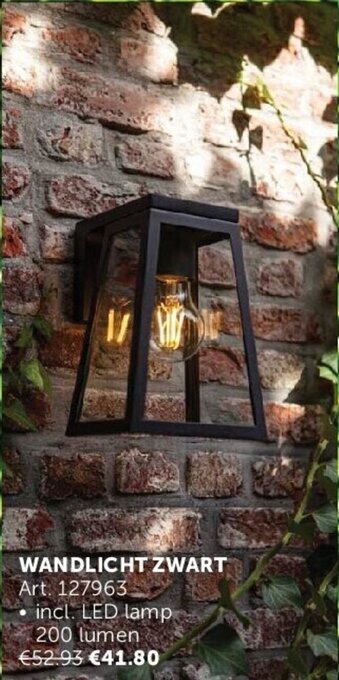 Zelfbouwmarkt WANDLICHT ZWART incl. LED lamp 200 lumen aanbieding