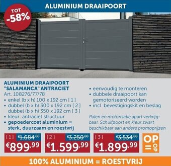 Zelfbouwmarkt ALUMINIUM DRAAIPOORT "SALAMANCA" ANTRACIET enkel (b x h) 100 x 192 cm aanbieding
