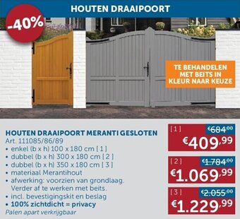 Zelfbouwmarkt HOUTEN DRAAIPOORT MERANTI GESLOTEN enkel (b x h) 100 x 180 cm aanbieding