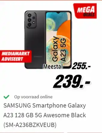 MediaMarkt SAMSUNG Smartphone Galaxy A23 128 GB 5G Awesome Black aanbieding